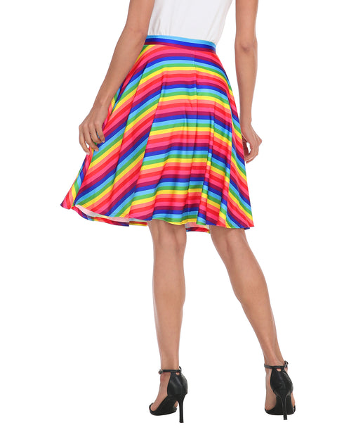 Striped Rainbow Midi Skirt