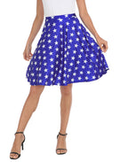 Patriotic Blue & White Stars Midi Skirt