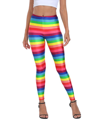 Rainbow Stripes Graphic Leggings Women's in Rainbow Stripes