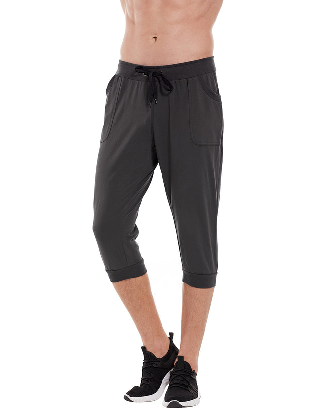 Casual Yoga Capri Pants Stretch Crops in Charcoal
