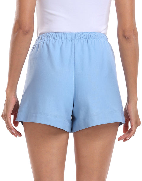 HDE Women's Linen Blend Drawstring Shorts High Waisted 4" Inseam Summer Shorts