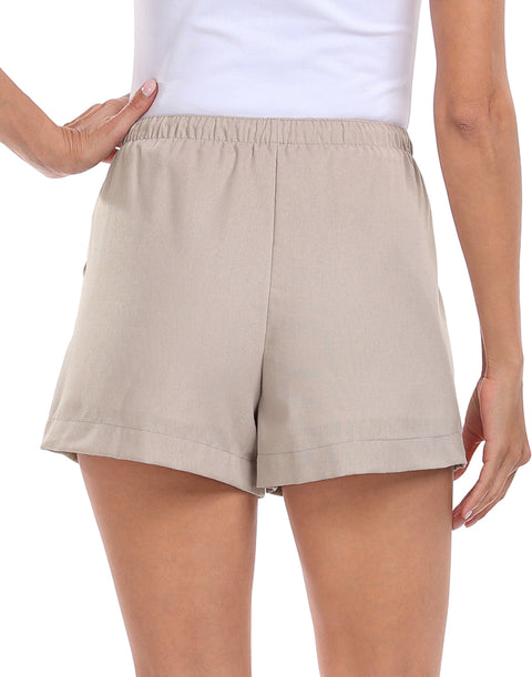 HDE Women's Linen Blend Drawstring Shorts High Waisted 4" Inseam Summer Shorts