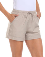 HDE Women's Linen Blend Drawstring Shorts High Waisted 4" Inseam Summer Shorts