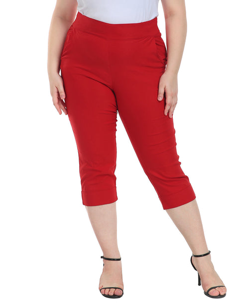 Womens Plus Size Pull On Capris with Pockets