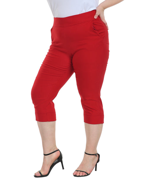 Womens Plus Size Pull On Capris with Pockets