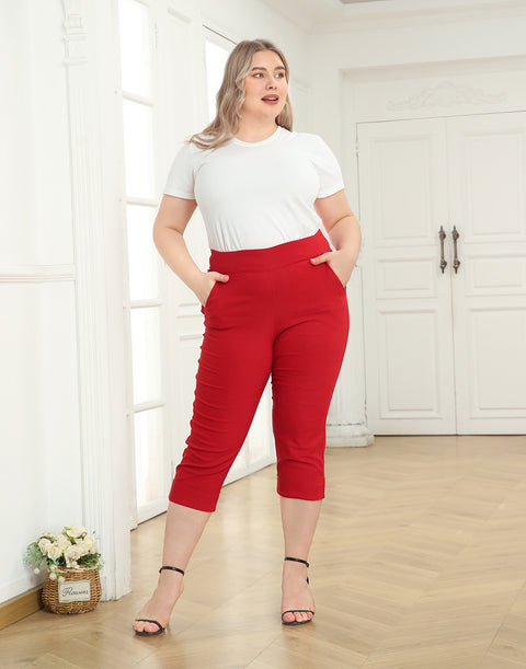 Womens Plus Size Pull On Capris with Pockets