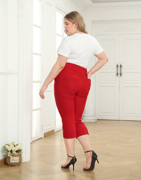 Womens Plus Size Pull On Capris with Pockets