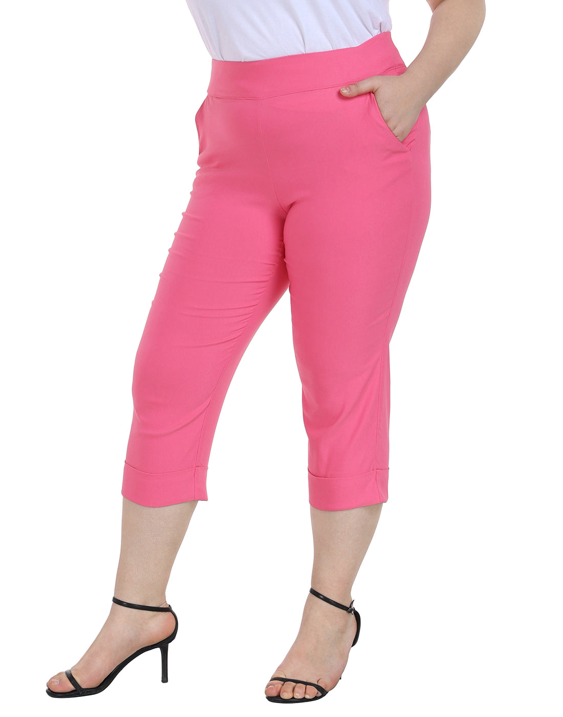 Womens Plus Size Pull On Capris with Pockets