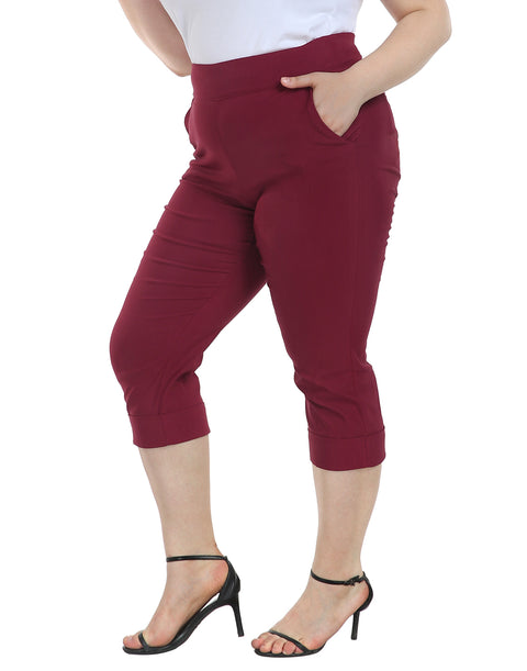 Womens Plus Size Pull On Capris with Pockets