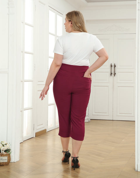 Womens Plus Size Pull On Capris with Pockets