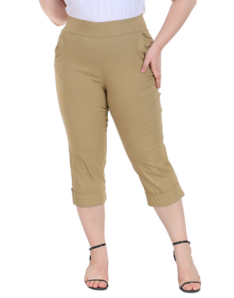 Womens Plus Size Pull On Capris with Pockets