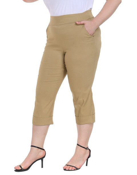 Womens Plus Size Pull On Capris with Pockets