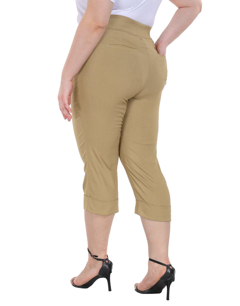 Womens Plus Size Pull On Capris with Pockets