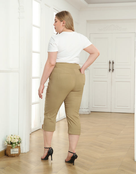 Womens Plus Size Pull On Capris with Pockets