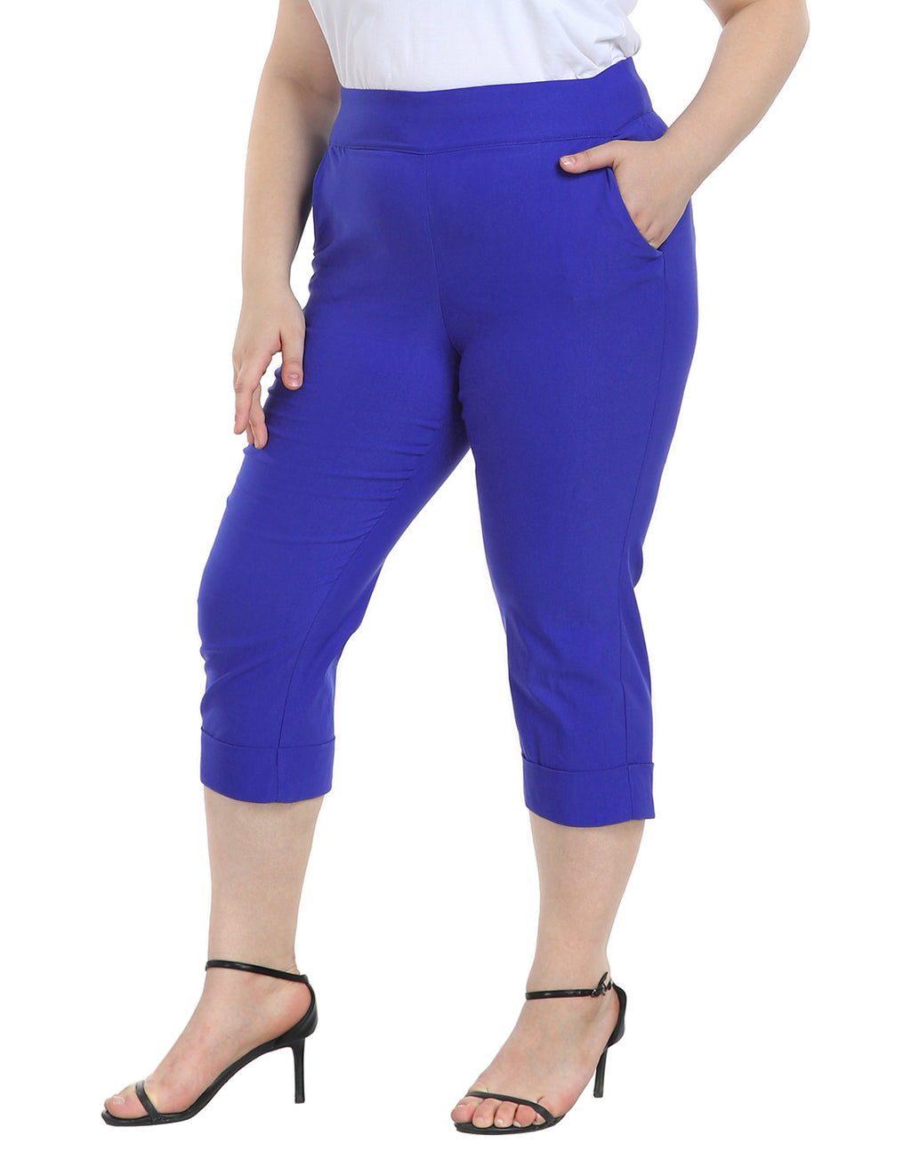 Womens Plus Size Pull On Capris with Pockets