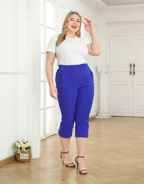 Womens Plus Size Pull On Capris with Pockets