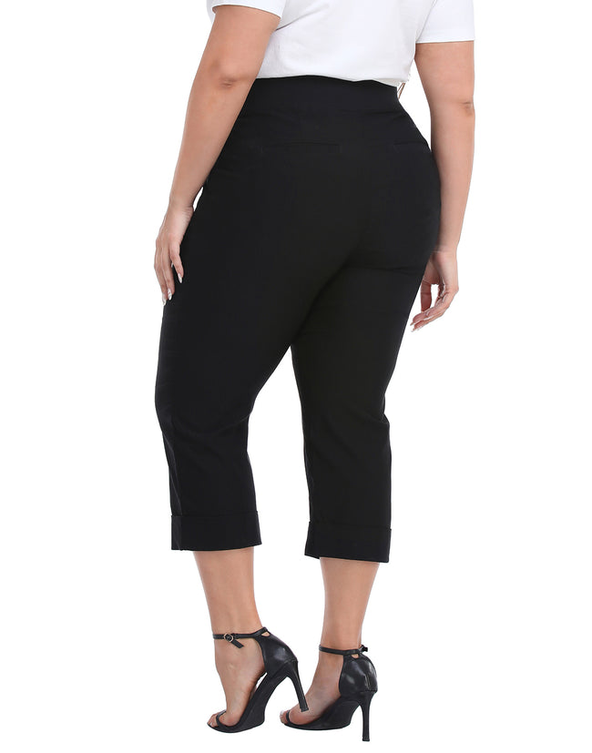 Plus Size Pull On Capris with Pockets 1X-4X – side view