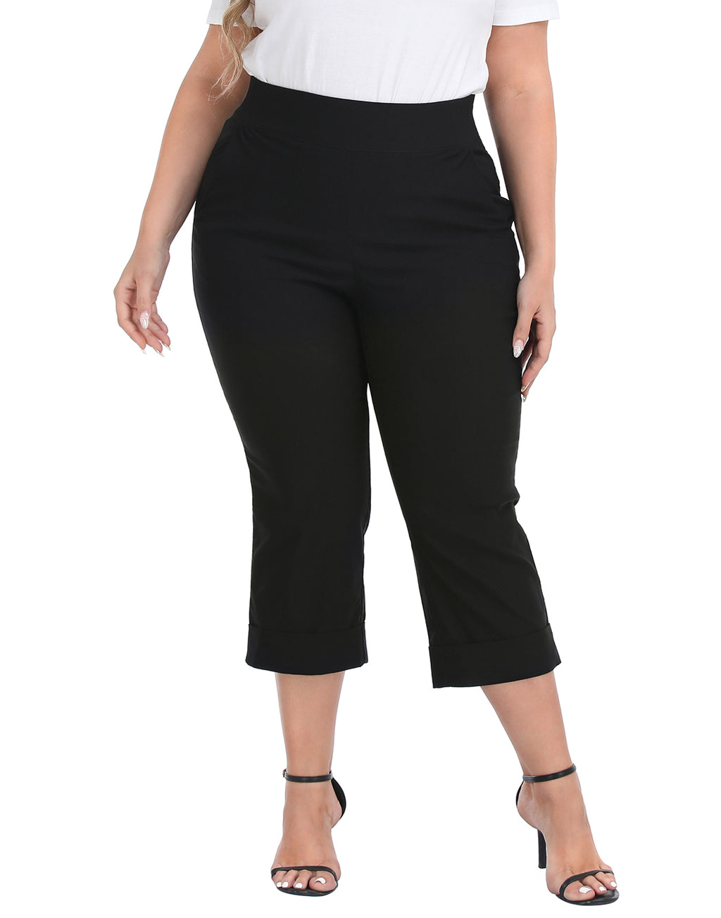 Womens Plus Size Pull On Capris with Pockets