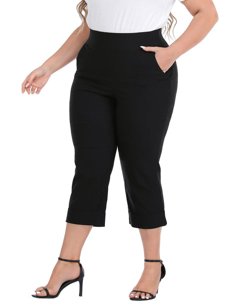 Womens Plus Size Pull On Capris with Pockets