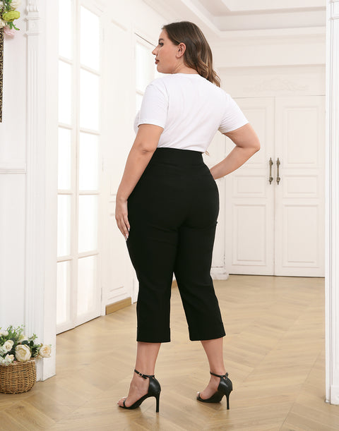 Womens Plus Size Pull On Capris with Pockets