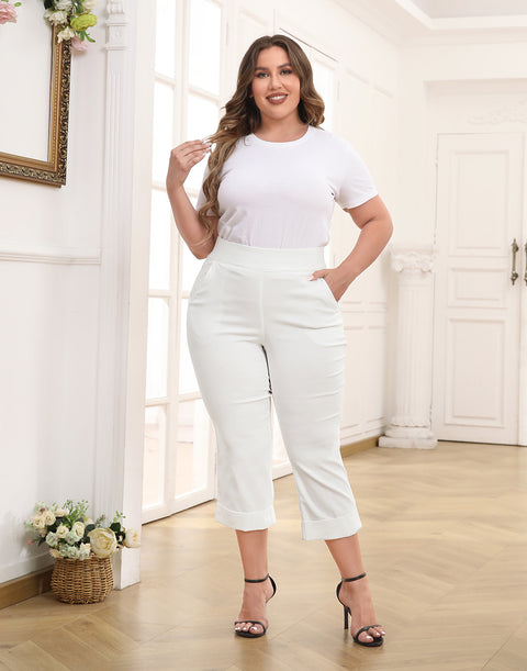 Womens Plus Size Pull On Capris with Pockets