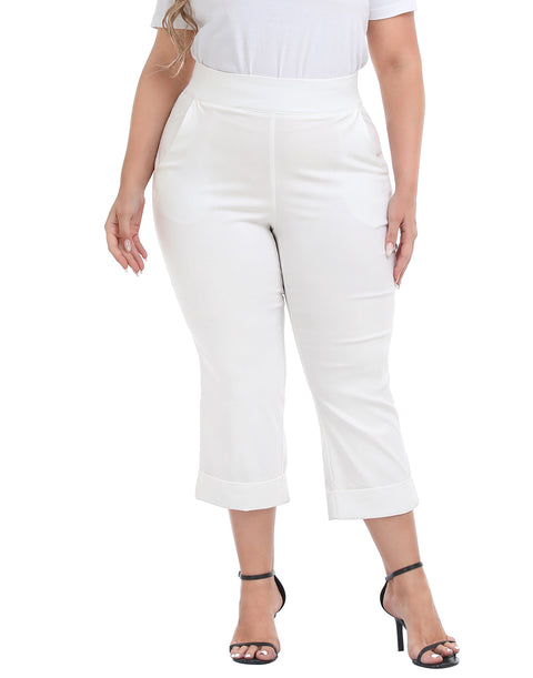 Womens Plus Size Pull On Capris with Pockets