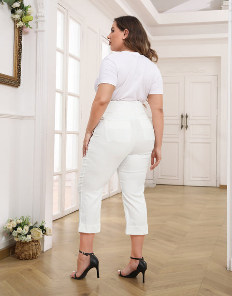 Womens Plus Size Pull On Capris with Pockets