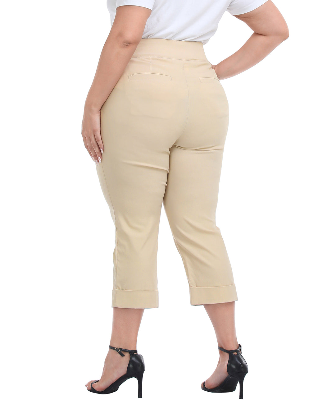 Womens Plus Size Pull On Capris with Pockets