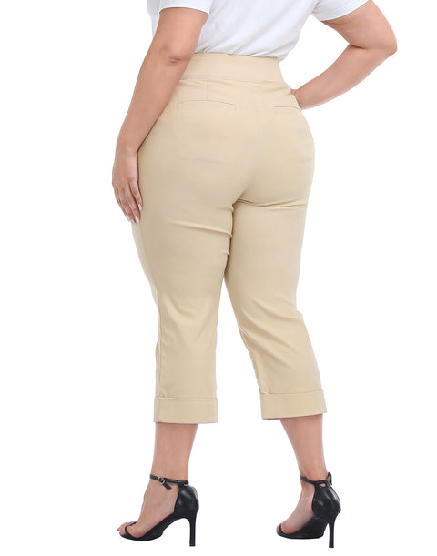 Womens Plus Size Pull On Capris with Pockets