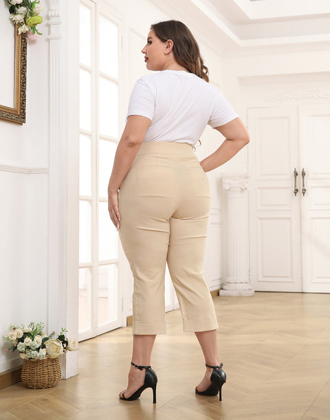 Womens Plus Size Pull On Capris with Pockets