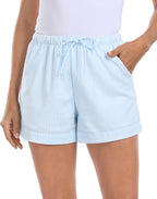 HDE Women's Linen Blend Drawstring Shorts High Waisted 4" Inseam Summer Shorts