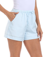 HDE Women's Linen Blend Drawstring Shorts High Waisted 4" Inseam Summer Shorts