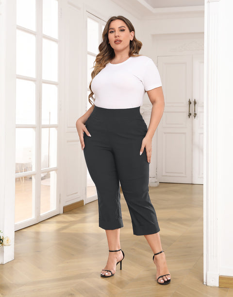 Womens Plus Size Pull On Capris with Pockets