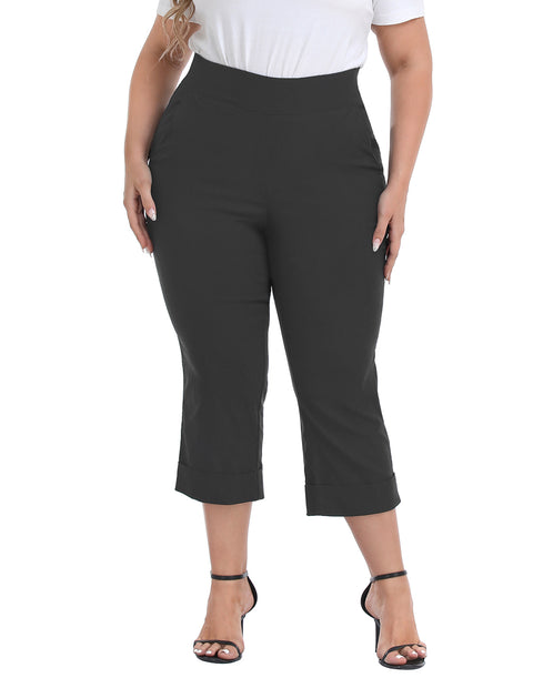 Womens Plus Size Pull On Capris with Pockets