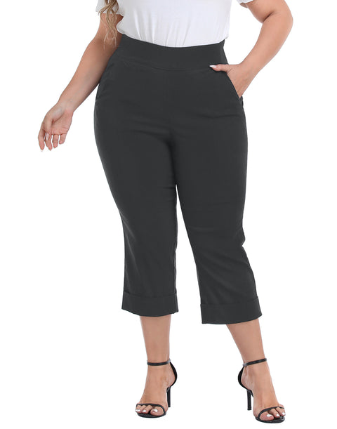 Womens Plus Size Pull On Capris with Pockets