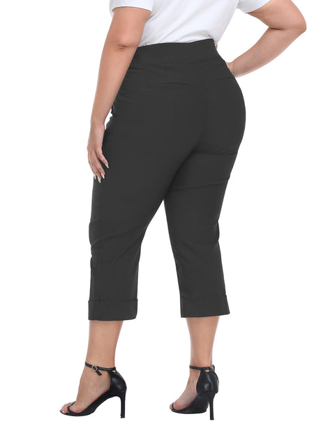Womens Plus Size Pull On Capris with Pockets