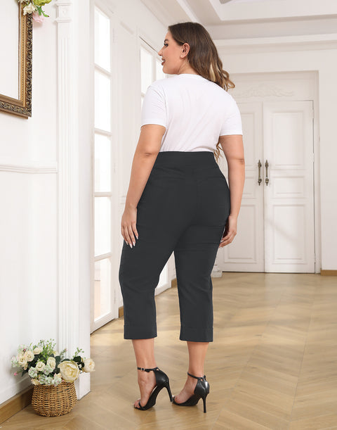 Womens Plus Size Pull On Capris with Pockets