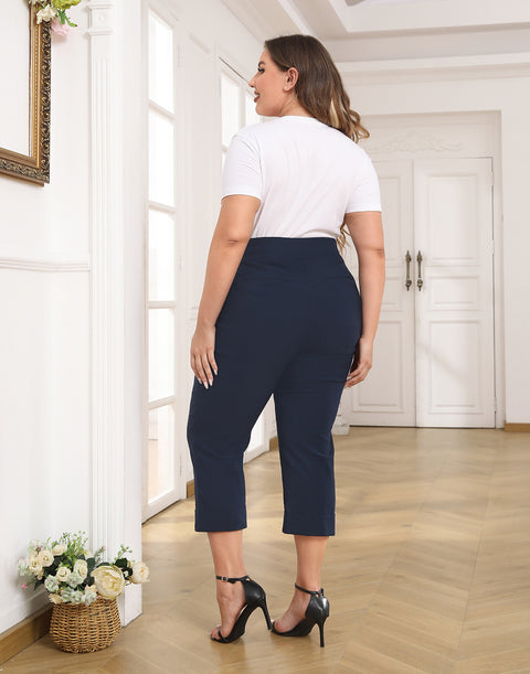 Womens Plus Size Pull On Capris with Pockets