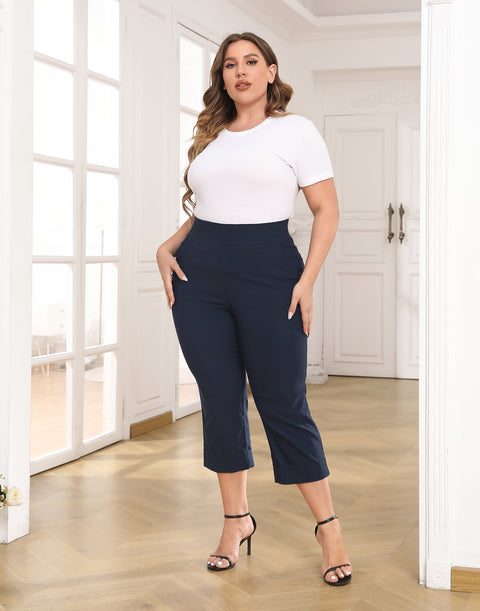 Womens Plus Size Pull On Capris with Pockets