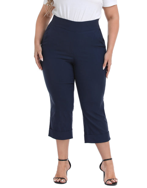 Womens Plus Size Pull On Capris with Pockets