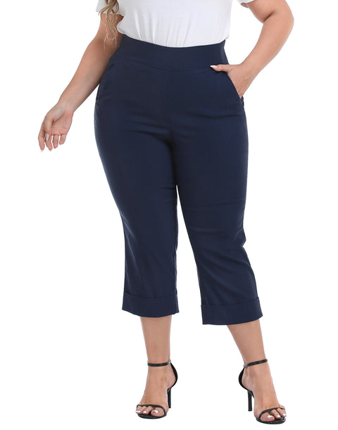 Womens Plus Size Pull On Capris with Pockets