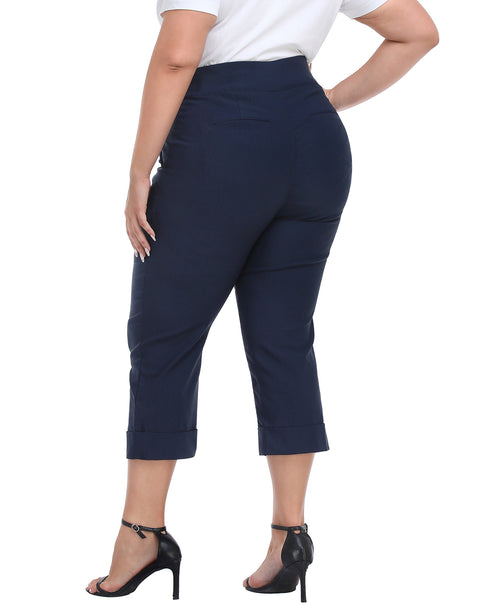 Womens Plus Size Pull On Capris with Pockets