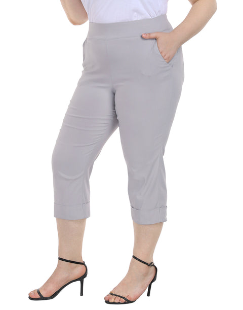 Womens Plus Size Pull On Capris with Pockets