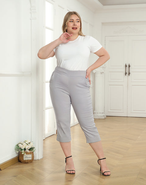 Womens Plus Size Pull On Capris with Pockets