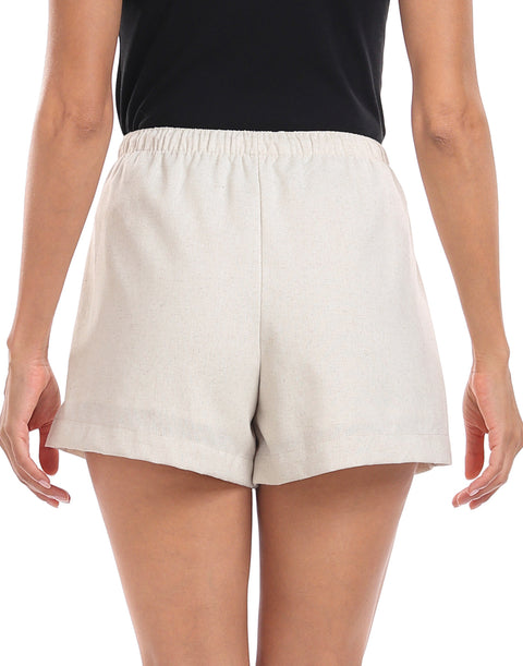 HDE Women's Linen Blend Drawstring Shorts High Waisted 4" Inseam Summer Shorts