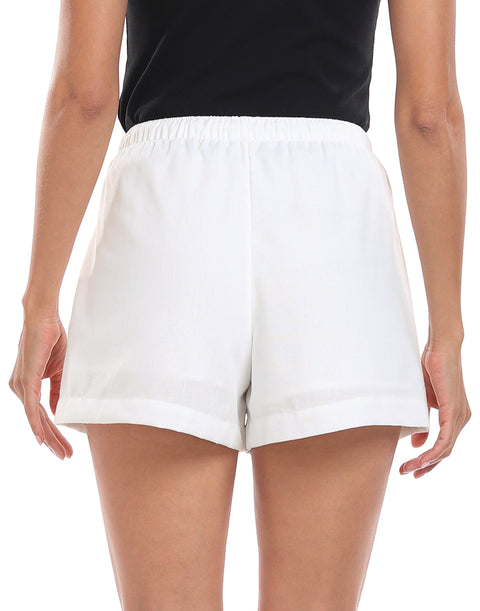 HDE Women's Linen Blend Drawstring Shorts High Waisted 4" Inseam Summer Shorts