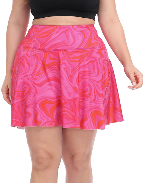 Pink Swirls Plus Size Tennis Skort Pleated Golf Skirt with Shorts
