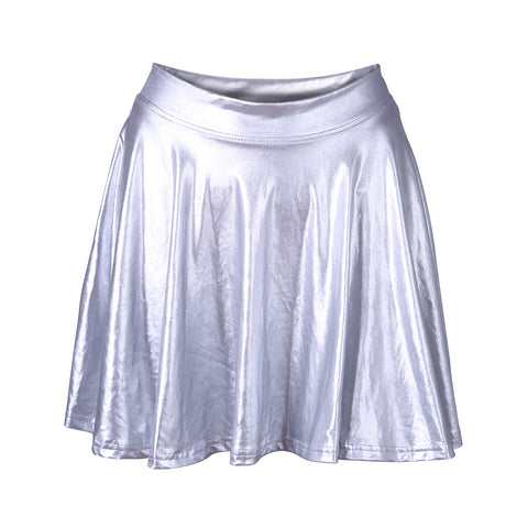 Metallic Pleated Skater Skirt