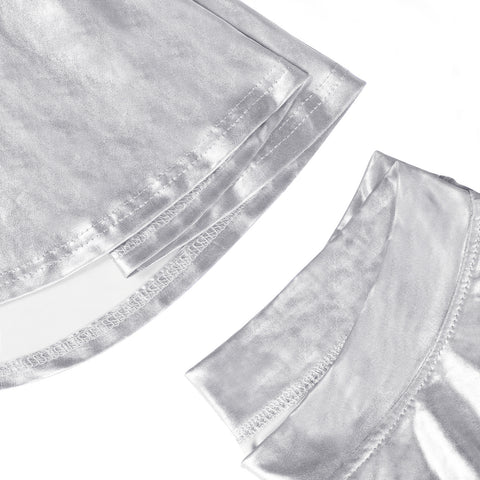 Metallic Pleated Skater Skirt