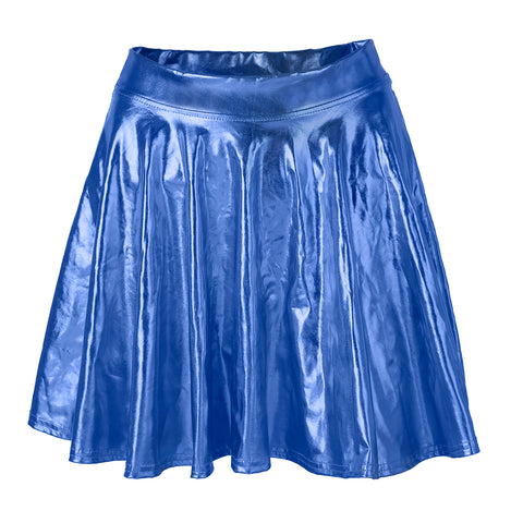 Metallic Pleated Skater Skirt